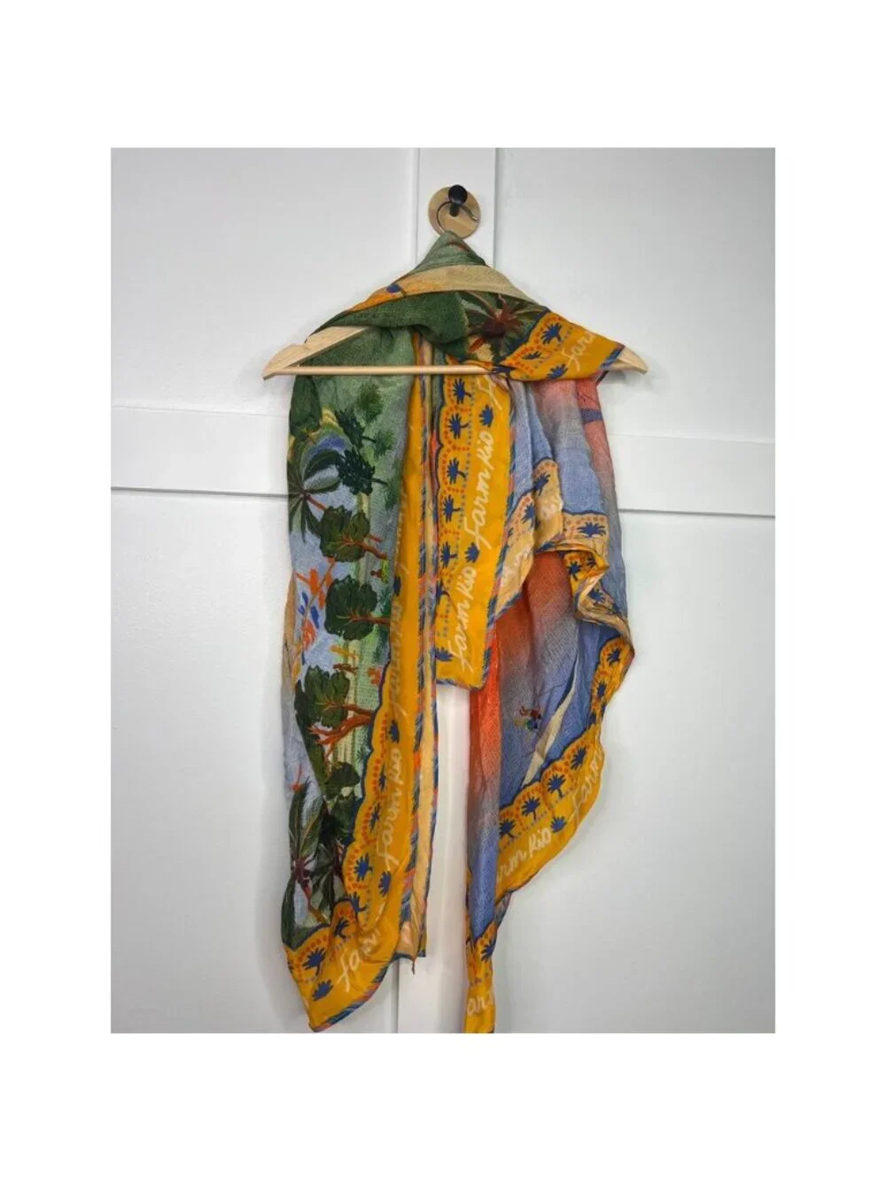 NEW Farm Rio Silk Wrap Printed Women's Long Multi Functional Scarf Yellow